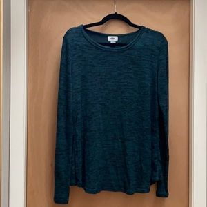 Teal old navy tulip back sweater with silk back